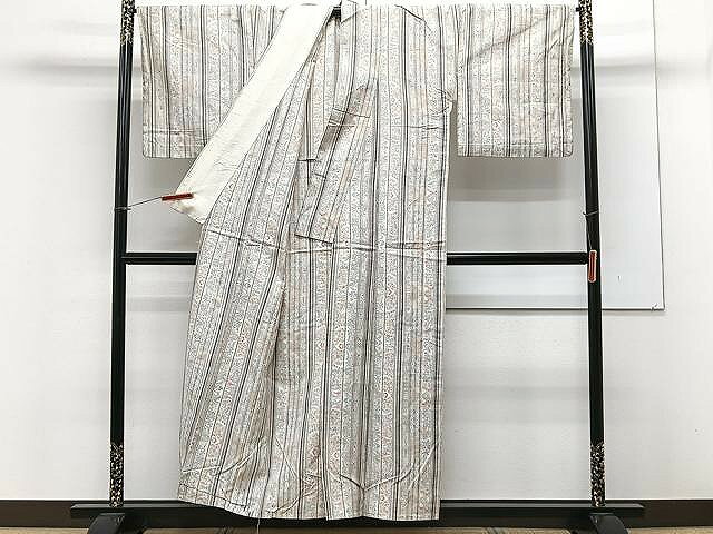 平和屋着物▽上質な紬　単衣　花間道　正絹　逸品　CAAX2479xi
