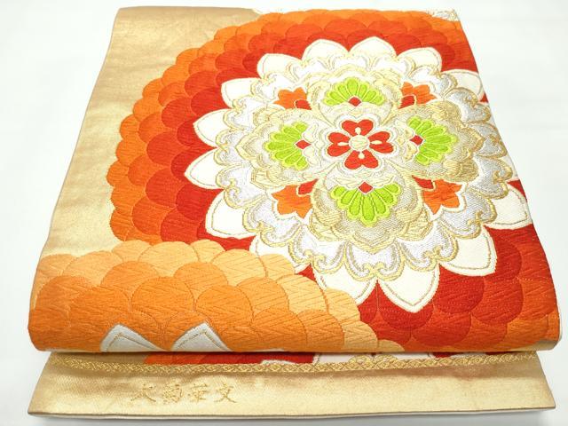 平和屋着物◎六通柄袋帯　唐織　大菊華文　金銀糸　正絹　逸品　CAAY3154vf