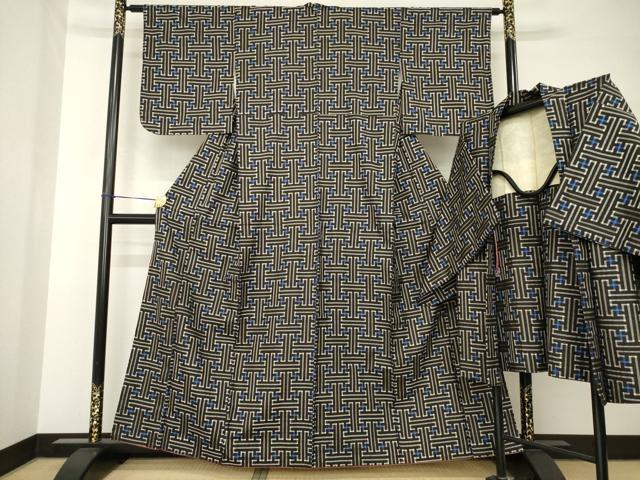平和屋着物●本場大島紬　龍郷絣　秋名バラ　アンサンブル　正絹　逸品　AABH7052ck