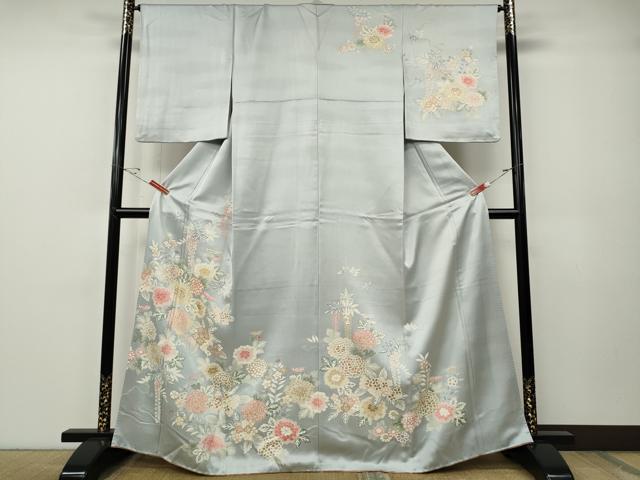 Full-Length Under-Kimono - 平和屋着物●訪問着　駒刺繍　草花尽くし　金彩　正絹　逸品　CABE7158ut