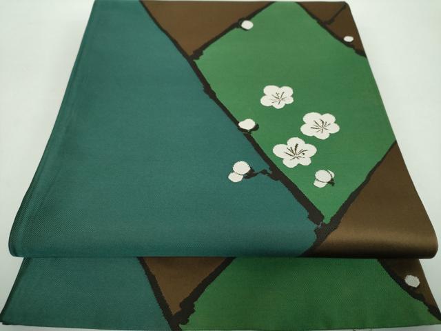 平和屋着物●世界的人形師　辻村寿三郎　ジュサブロー　六通柄袋帯　舞梅　枝蕾　正絹　逸品　DABE5063ps