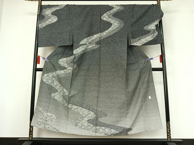 Uramono - 平和屋着物▽男性　訪問着　単衣　本場染大島紬地　作家物　道長花文　キングサイズ　正絹　逸品　AABI4964jh