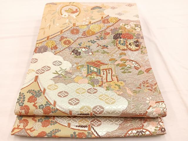 ■■■　サイズ　■■■ 長さ 436cm 幅 30.5cm程 ■■■　商品詳細　■■■ 【正絹】 詳細に関しましては、画像をご確認ください。 大変上質な逸品になります。 お安く出品致しますので、是非この機会にいかがでしょうか？ ■■■　注意事項　■■■ ■モニター発色の具合により色合いが異なる場合がございます。 ■寸法は多少の誤差が生じる場合がございますのでご了承ください。 ■縫込みの長さが左右非対称の場合は短い部分を記載しております。 左右非対称であってもご返品・お値引き等の保証は出来かねますので、ご了承の上ご購入をお願い致します。 ■シミ等のチェックには注意を払っておりますが、見落としがある場合もございますし、個人の見解も様々ですので神経質な方のご購入はお控えください。 ■箪笥に入っておりました着物や帯なので畳みシワや匂いがあるものもございます。 ■お休みは基本的に土日祝となりますが、その他臨時でお休みする場合がございますのでご了承ください。 ■商品の発送は平日のみの発送となります。 ■夜間と土曜、日曜日はお問い合わせの回答が遅れる場合がございます。 ■当店では、お直し、紋入れ、お手入れ等は承っておりません。 ■生地の状態（ヤケ、経年劣化等）によってはサイズ直しが出来ない場合がございます。 その点もどうかご了承のうえ、ご購入をお願いいたします。 ■弊社で取り扱う商品は一点ものにつき、時期や在庫状況に応じて金額が変更となる場合がございます。 ■検針は行っておりません。予めご了承いただきますようお願いいたします。 ■【洗える着物】と記載のある商品におきましては、商品お届け後に洗濯を行ってしまってからのご返品にはご対応しかねます。 念の為、専門店でのお手入れをお願いいたします。 ■着物のサイズ目安は下記を参考ください↓ ＜女性着物＞　お端折り次第で＋5cm　−1cmが着用可能サイズ 　例）身丈170cmの場合、身長160cm〜175cm ＜男性着物＞　身丈＋約25cm〜27cm程が適応身長 　例）身丈155cmの場合、身長180〜182cm