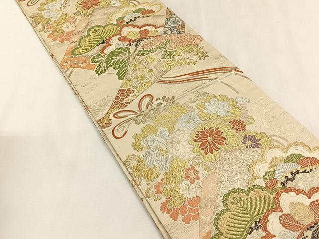 平和屋の平和屋着物■アンティーク　大正ロマン　丸帯　唐織　冊子枝松文　金銀糸　正絹　逸品　CABK2950yk｜アングル2