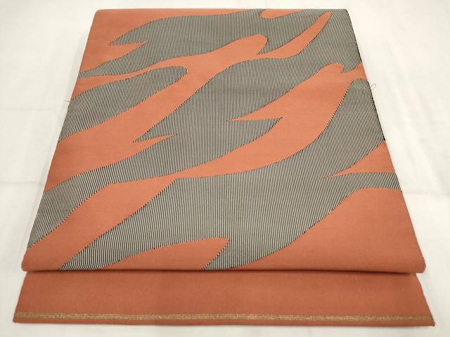 平和屋着物◎綴れ 八寸名古屋帯 霞文 正絹 逸品 AABH7882wj