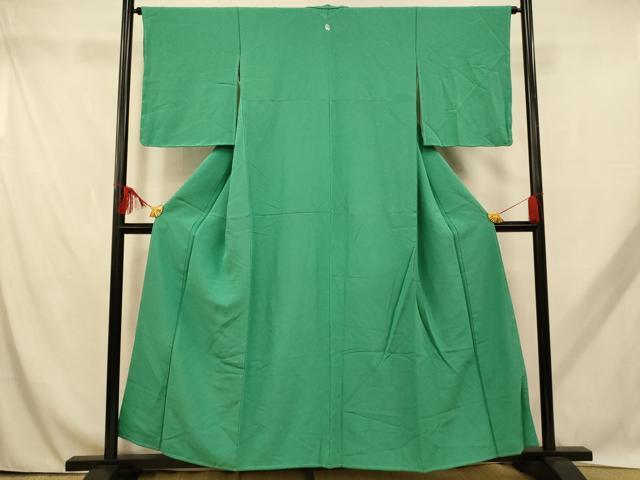 Uramono - 平和屋着物■上質な色無地　斜縞草花地紋　萌黄色　正絹　逸品　AABH9080fw