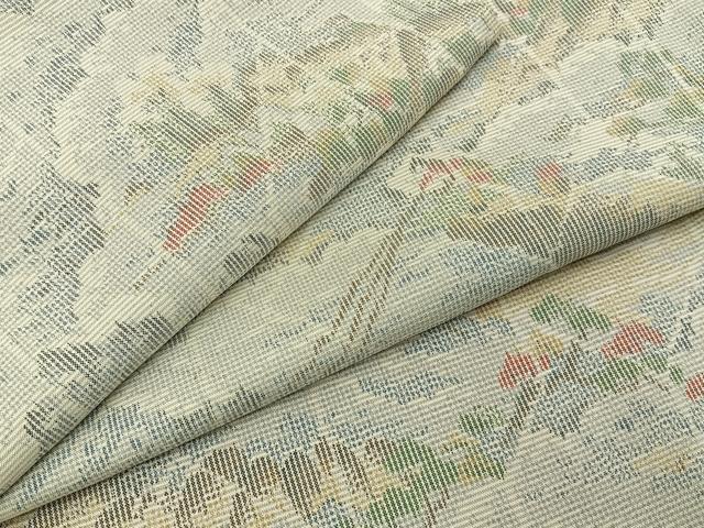 平和屋着物■上質な紬　風景文　正絹　逸品　未使用　BAAY6164hj