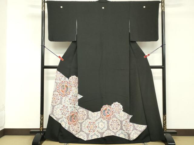 平和屋着物■中国三大刺繍　相良刺繍　駒刺繍　黒留袖　正倉院花文　銀彩　正絹　逸品　DABE7565cd