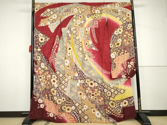 Full-Length Under-Kimono - 平和屋着物●豪華振袖　作家物　辻が花　暈し染め　金彩　金通し地　正絹　逸品　AABH7158cs