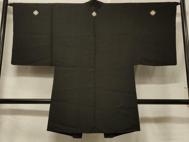平和屋着物＃男性　長羽織　黒紋付き　正絹　逸品　CABF1281in