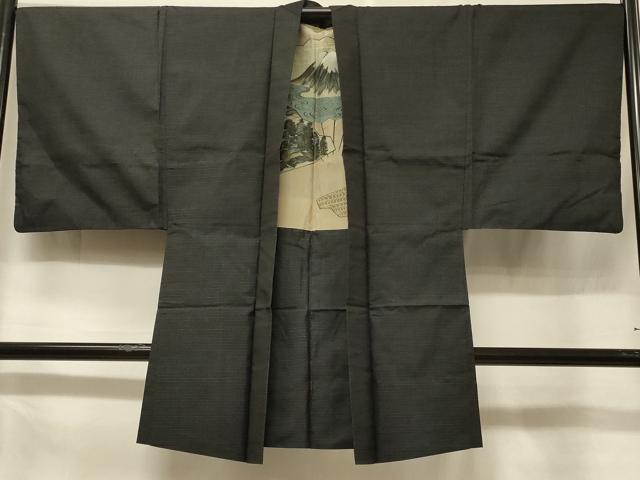 Full-Length Under-Kimono - 平和屋着物＃男性　本場大島紬　長羽織　80亀甲　総詰め　正絹　逸品　CABF1288in