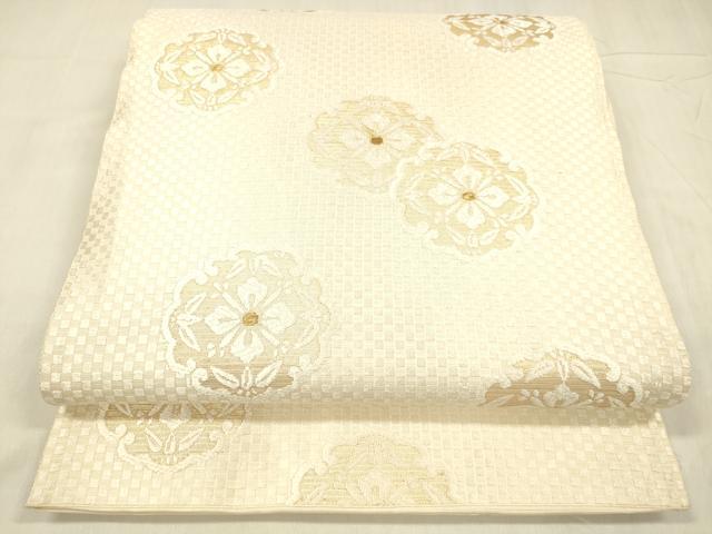 平和屋着物▽スリーシーズン　春夏秋　太鼓柄袋帯　櫛織　墨流し文様　黒地　金糸　正絹　逸品　未使用　CABA5108hy 平和屋着物＊夏物 太鼓柄袋帯 唐織 薄 金銀糸 正絹 逸品 未使用