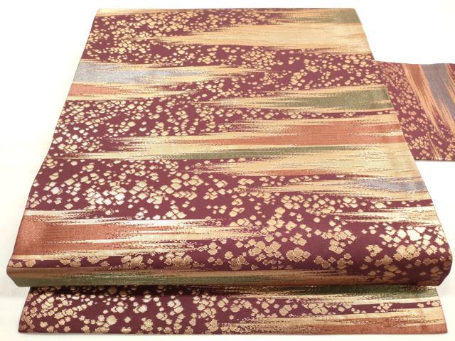 平和屋着物◎九寸名古屋帯　霞箔散らし文　金糸　正絹　逸品　DABE8025xg