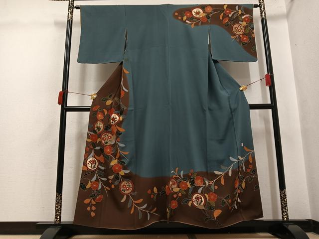 平和屋着物●訪問着　作家物　草花丸文　金彩　正絹　逸品　AABH6895ph