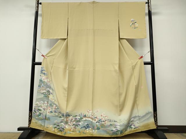 平和屋着物●訪問着　友禅　作家物　風景草花文　暈し染め　正絹　逸品　CABF3254ut