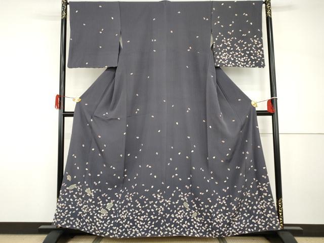 平和屋着物●訪問着　駒刺繍　舞桜文　正絹　逸品　AABH8841cs