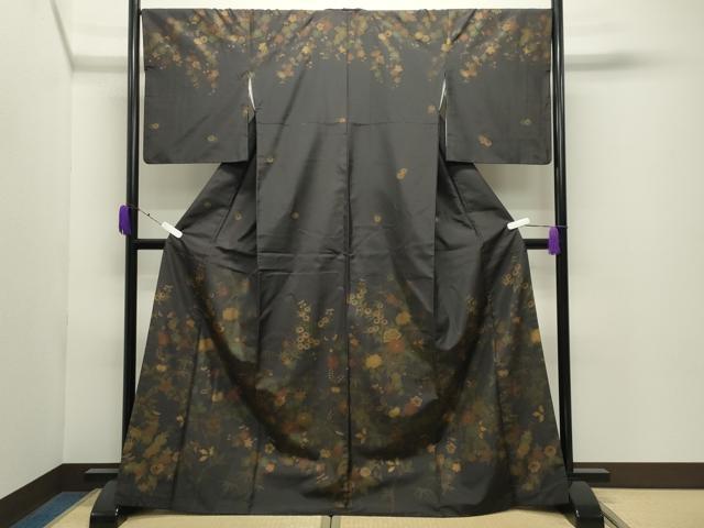 乐天商城 - 平和屋着物●訪問着　本場染大島紬　枝花文　金彩　正絹　逸品　CABD9271gh
