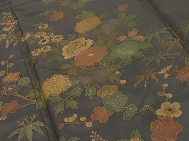 平和屋の平和屋着物●訪問着　本場染大島紬　枝花文　金彩　正絹　逸品　CABD9271gh｜アングル3