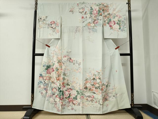 平和屋着物●訪問着　友禅　作家物　牡丹花文　正絹　逸品　CABE2887yc