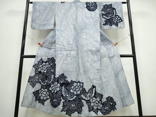 平和屋着物∴夏物　浴衣　訪問着　有松鳴海絞り　舞蝶牡丹文　綿　逸品　CABE8950ng