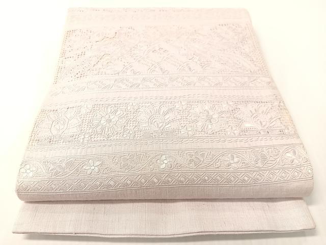スワトウ刺繍 紬地 太鼓柄 長尺 袋帯 正絹 100h限定☆ポイント15倍】袋帯 正絹 リサイクル帯 仕立て上がり 紬地