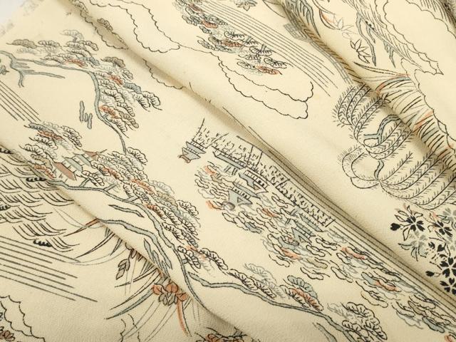 平和屋の平和屋着物▼小紋 解き反物 着尺 風景花松文 逸品 DABD8034zzz｜アングル3