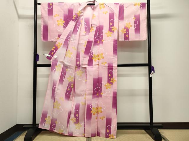 平和屋着物∴夏物 浴衣 舞桜文 綿 逸品 CABD9541gh