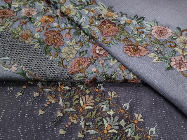 平和屋着物●訪問着　総刺繍　更紗花唐草文　暈し染め　金通し地　正絹　逸品　未使用　CABE3183yc