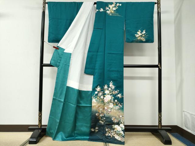 平和屋の平和屋着物●訪問着　立波草花文　暈し染め　金彩　ロング丈　正絹　逸品　未使用　CABG0022yc｜アングル2