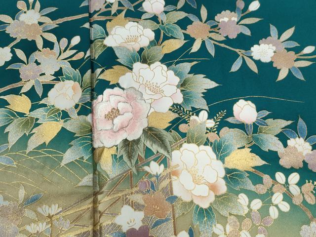 平和屋の平和屋着物●訪問着　立波草花文　暈し染め　金彩　ロング丈　正絹　逸品　未使用　CABG0022yc｜アングル3
