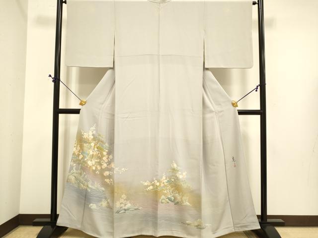 Full-Length Under-Kimono - 平和屋着物●京友禅の第一人者　松井青々　色留袖　駒刺繍　枝梅文　暈し染め　金彩　正絹　逸品　DABE9674du