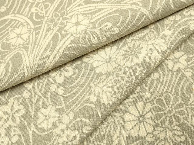 Full-Length Under-Kimono - 平和屋着物●上質な小紋　型染　草花文　正絹　逸品　DABE9694du