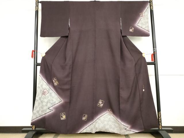 Kimono - 平和屋着物●染色作家　林淳一　訪問着　刺繍　色紙枝花文　暈し染め　金糸　金彩　正絹　逸品　AABI2570cs