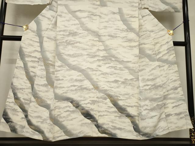 平和屋着物●男性　訪問着　刺繍　流水霞文　箔散らし　暈し染め　金彩　背抜き仕立て　キングサイズ　正絹　逸品　AABI4436ck