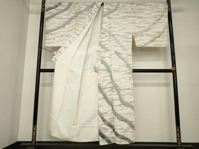 平和屋着物●男性　訪問着　刺繍　流水霞文　箔散らし　暈し染め　金彩　背抜き仕立て　キングサイズ　正絹　逸品　AABI4436ck