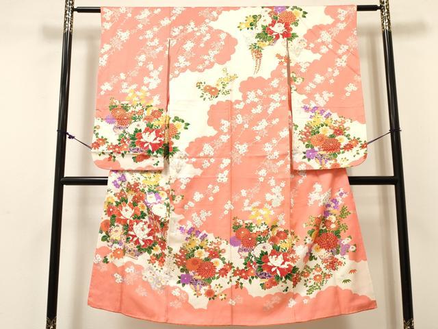 平和屋着物[]七五三 女の子 7歳 祝着 四つ身 駒刺繍 陶器花文 金彩 逸品 DABE7071ma