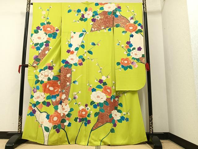 平和屋着物●豪華振袖 枝花文 金彩 正絹 逸品 AAAY5603ph