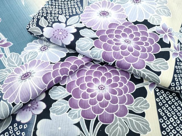 平和屋着物∴夏物　浴衣　花束文　綿　逸品　CAAY4631ng