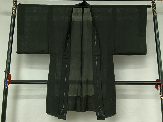 Uramono - 平和屋着物▽男性　羽織　スリーシーズン　春夏秋　塵除け　暗黒色　黒地　正絹　逸品　AABI2181jh