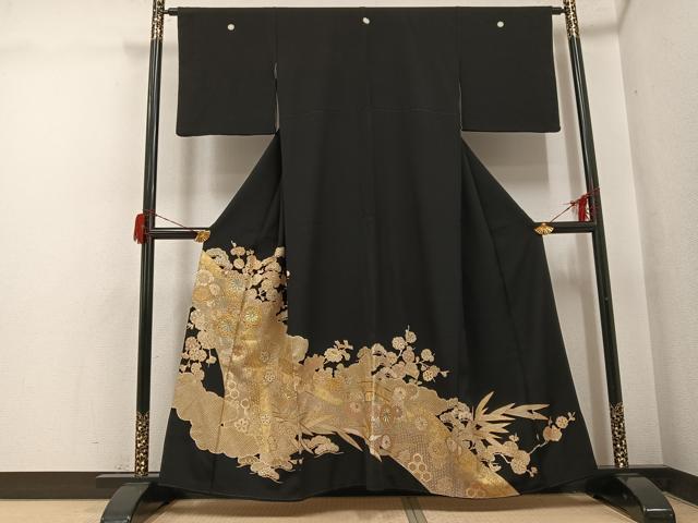 乐天商城 - 平和屋着物●豪華黒留袖　中国三大刺繍　汕頭刺繍　スワトウ刺繍　草花文　金彩　正絹　逸品　AABH6842ph