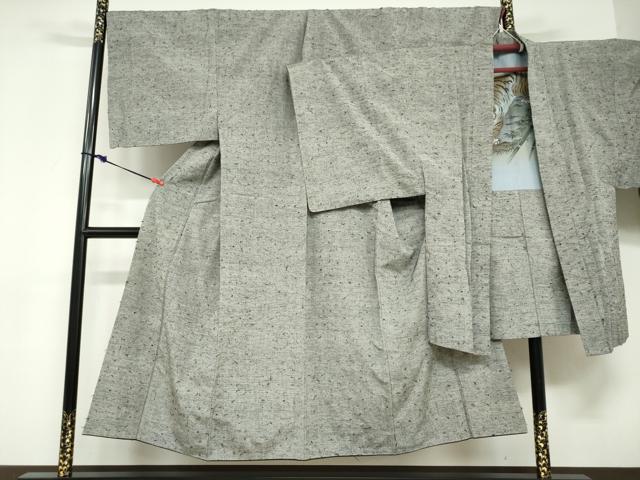 平和屋着物●男性　髭紬　アンサンブル　長羽織　キングサイズ　正絹　逸品　未使用...