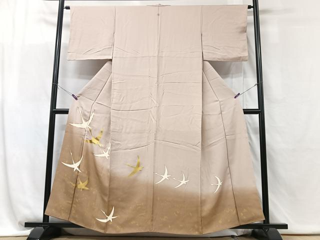平和屋着物■豪華色留袖　飛鶴文　暈し染め　金彩　正絹　逸品　CABG6427xe