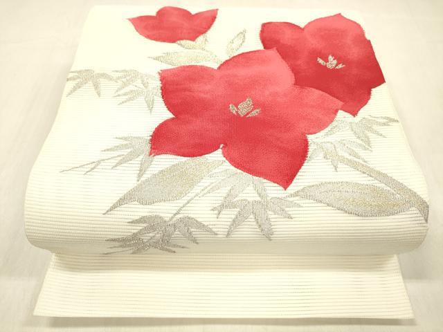 Other - 平和屋着物＊夏物　京の名門　じゅらく謹製　絽綴れ　八寸名古屋帯　草花文　金銀糸　DABD6561cm