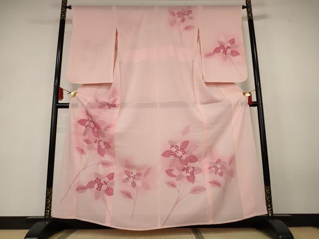 紫陽花柄　正絹　小紋　フラミンゴピンク　裄63cm 楽天市場】あじさい（着物｜和服）：レディースファッションの通販