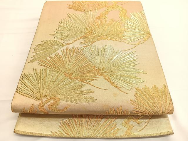 平和屋着物◎六通柄袋帯 松 金糸 正絹 逸品 BAAV9406hv