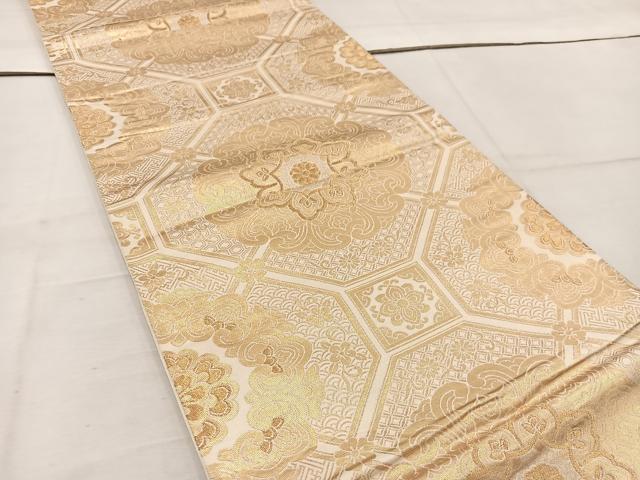 平和屋の平和屋着物◎西陣 六通柄袋帯 蜀江花文 金糸 正絹 逸品 BAAW1092mz｜アングル2