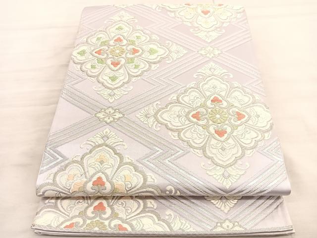 平和屋着物◎六通柄袋帯 唐織 松皮菱花文 金銀糸 正絹 逸品 BAAV3649hv