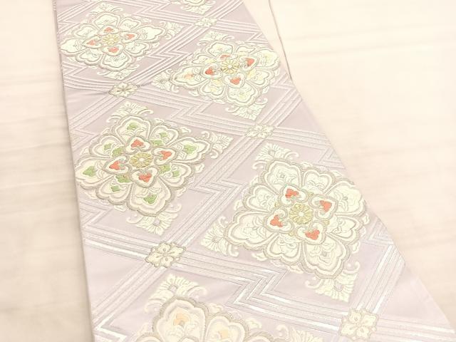平和屋着物◎六通柄袋帯 唐織 松皮菱花文 金銀糸 正絹 逸品 BAAV3649hv