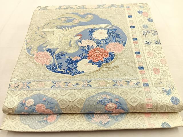 平和屋着物◎六通柄袋帯 唐織 鳳凰花文 金銀糸 正絹 逸品 BAAU3255hj