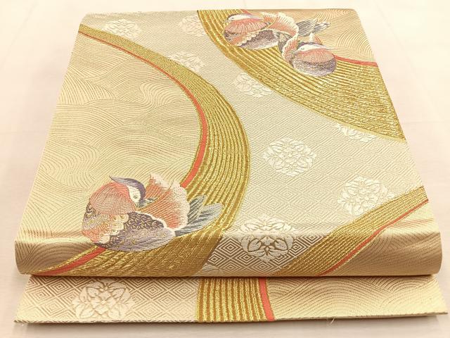 平和屋着物◎六通柄袋帯 唐織 錦波舞苑文 九百錦 金糸 正絹 逸品 BAAU3285hj